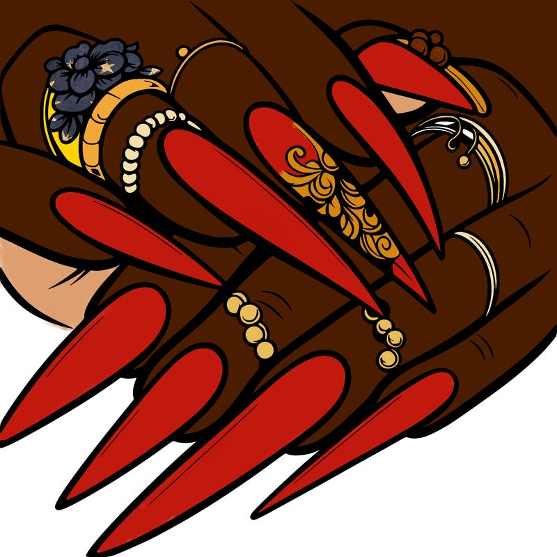 long nails with a design