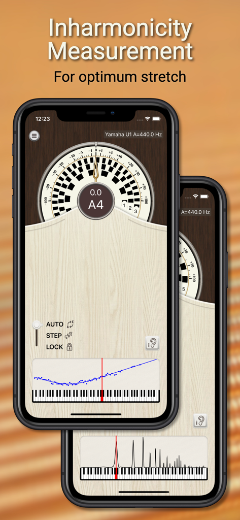PianoMeter – Piano Tuner - La aplicación PianoMeter muestra la medición de inarmonicidad y el estiramiento de afinación para la afinación profesional de pianos.