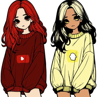 realistic girl with baggy sweater