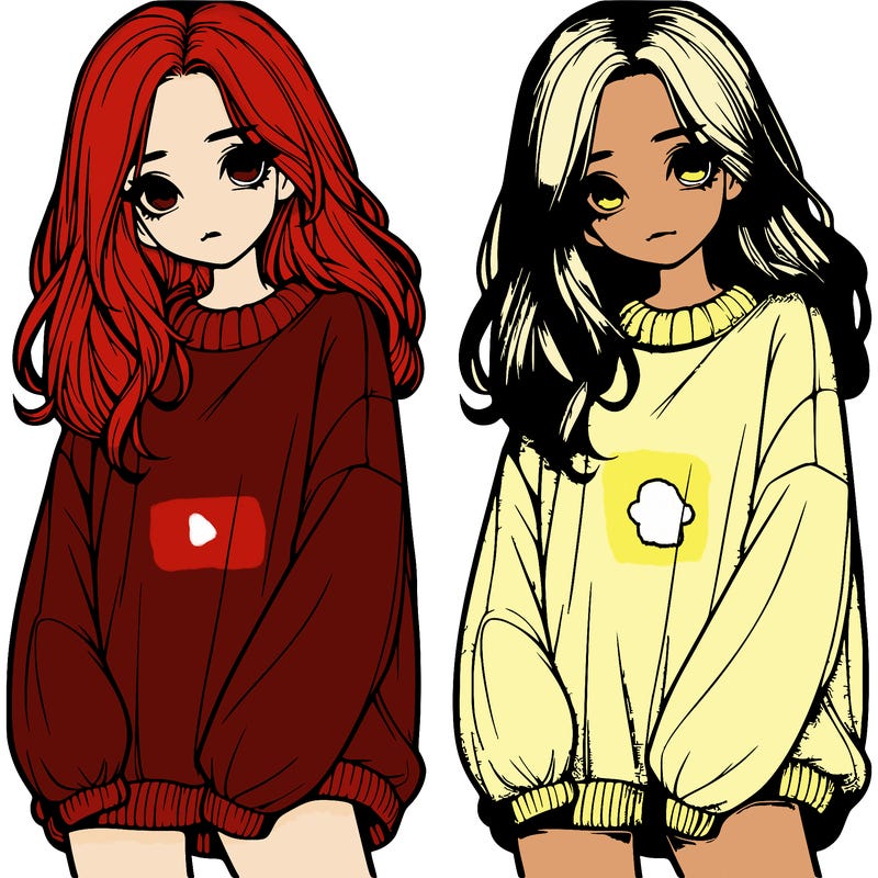 realistic girl with baggy sweater