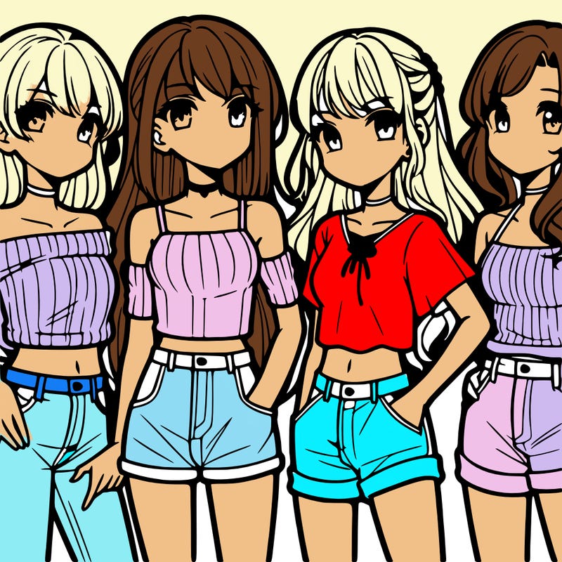 teen manga girls group of 4