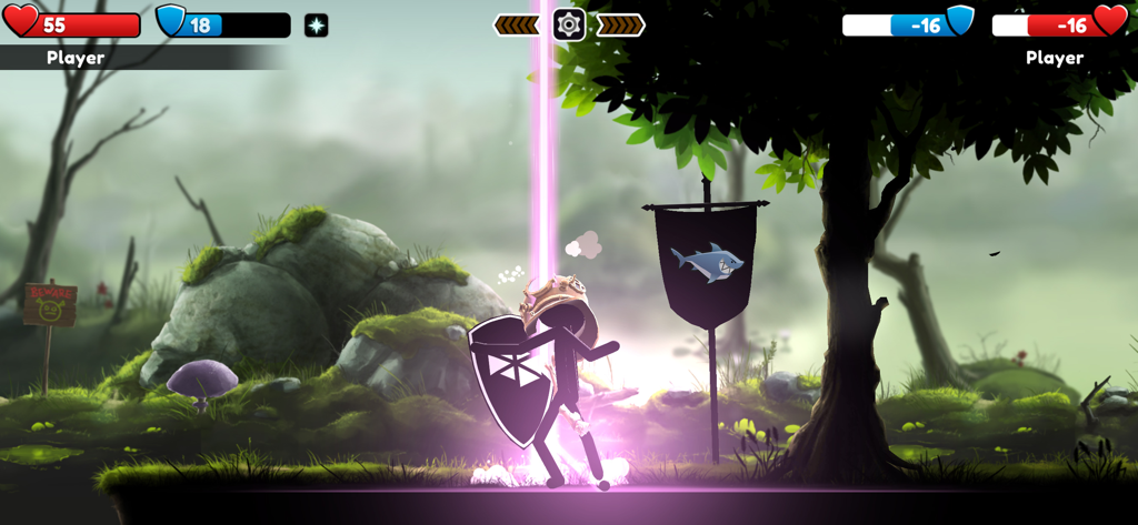 Archers Online: PvP - Stickman warrior celebrating victory with a crown and purple light beam in Archers Online