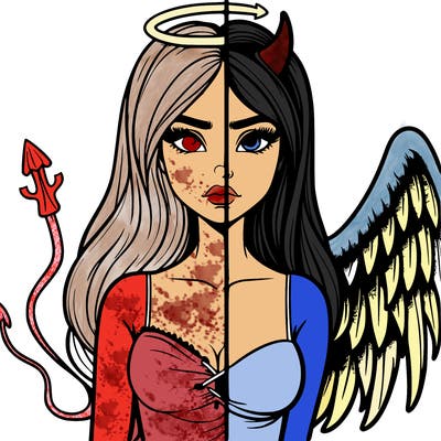 devil vs angel realistic girl