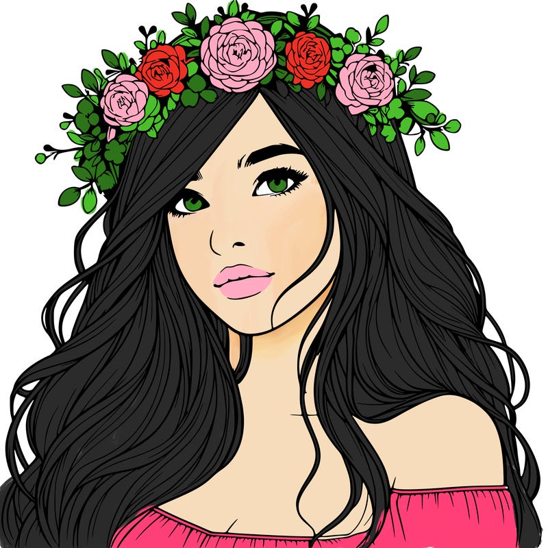 realistic girl with flower crown