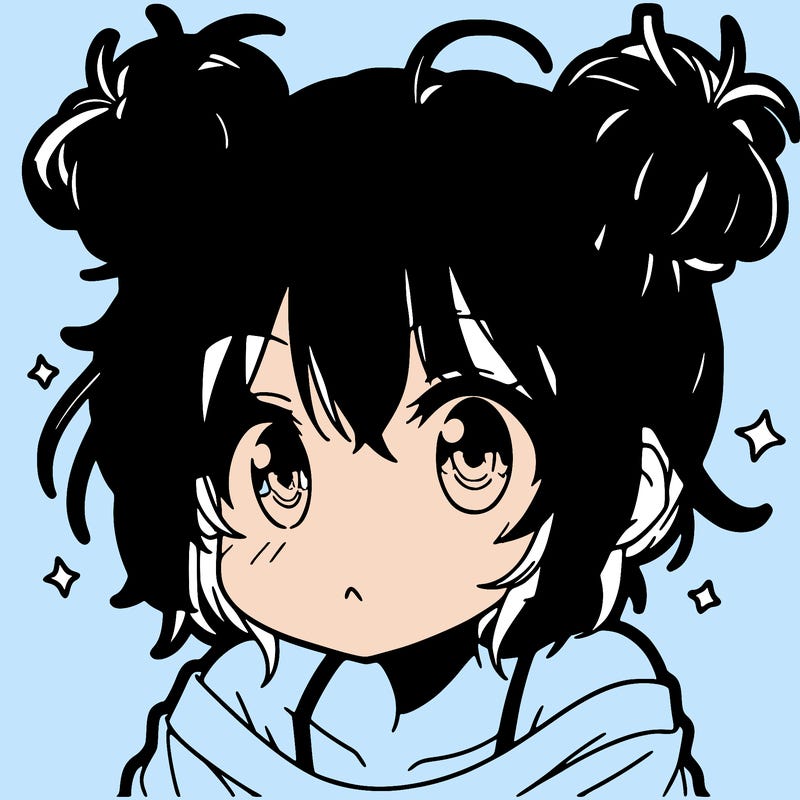 a manga girl with messy small buns