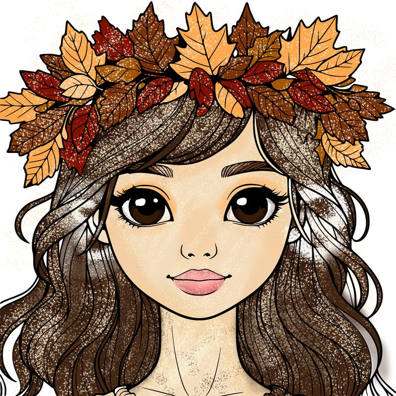 realistic girl with fall leaf crown