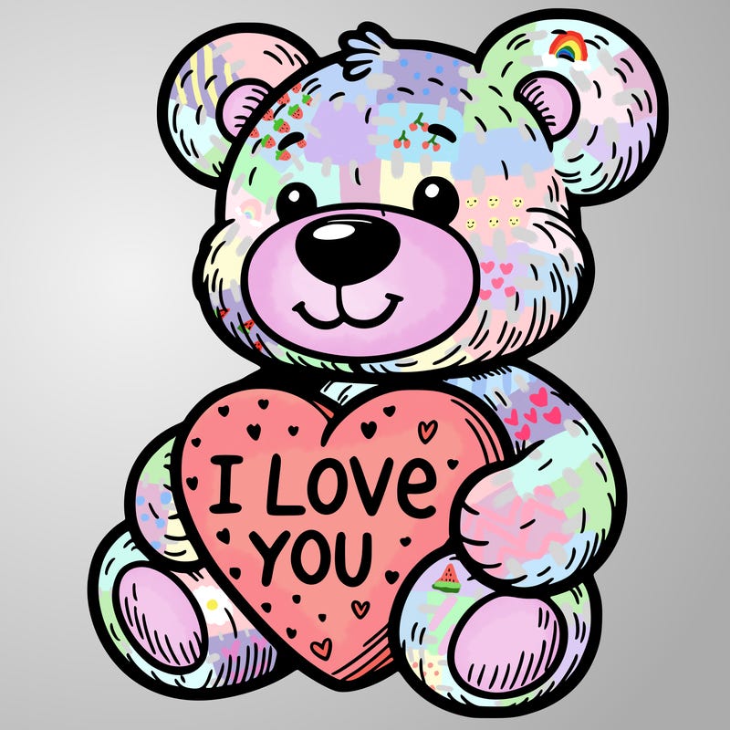 teddy bear holding an i love you heart