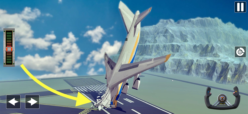 Emergency Plane Crash Landing! - リアルな破壊物理で滑走路に鼻から墜落する旅客機