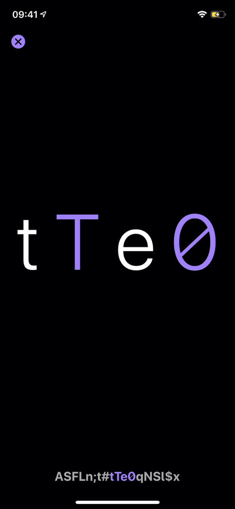 Large step by step password reader screen