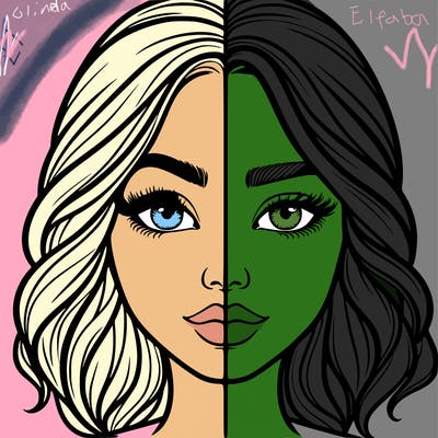 realistic girl split half