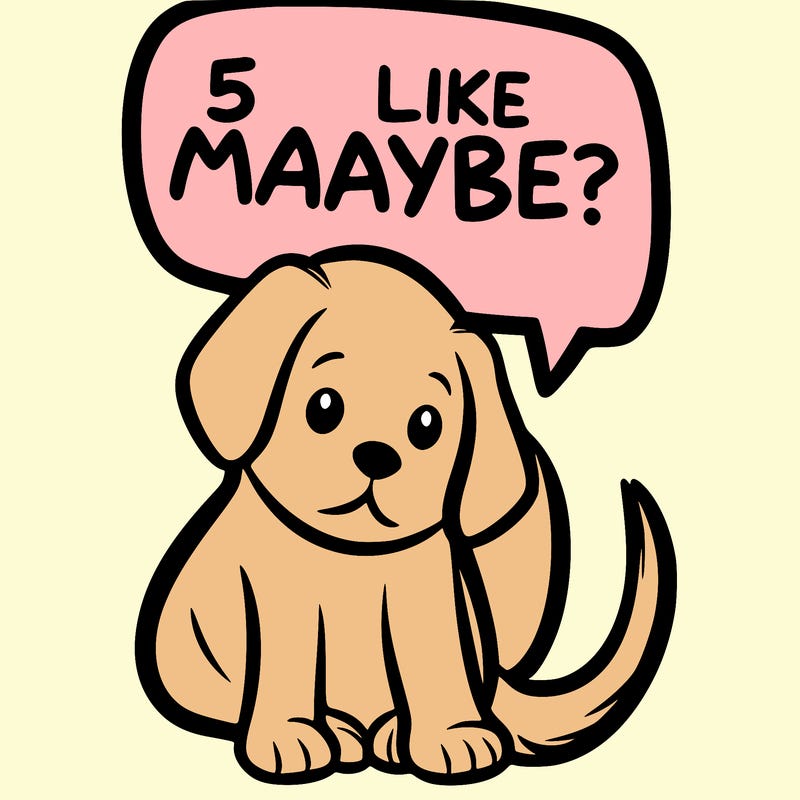 a puppy that says 5 like maybe