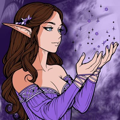 realistic elf girl doing magic