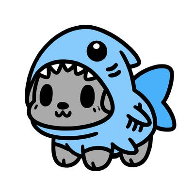 cute dog wearing a shark costume