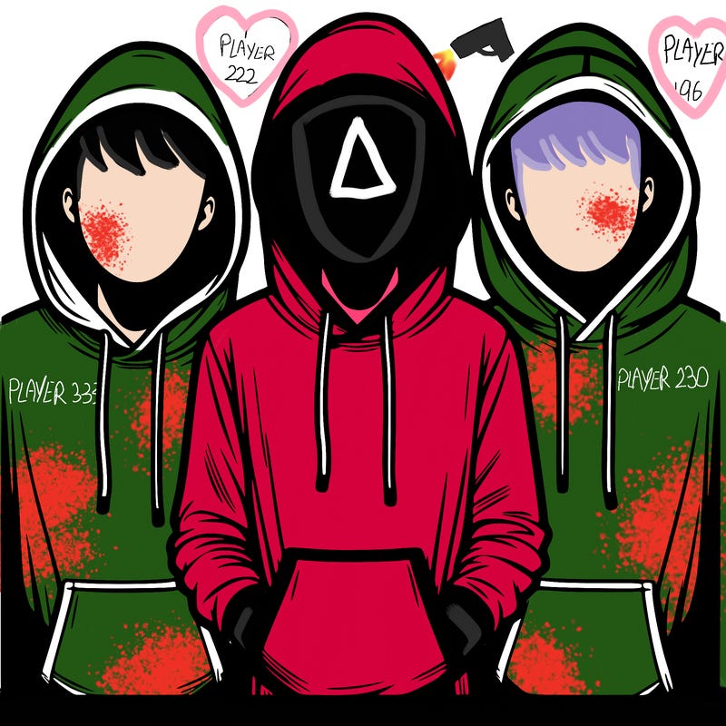 3 faceless people in  hoodies
