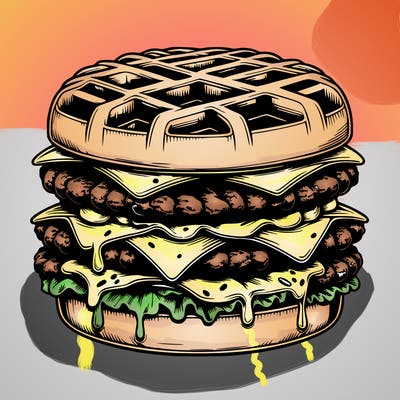 realistic waffle burger