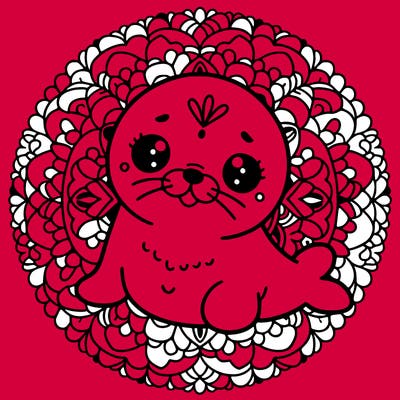 a cute baby seal mandala