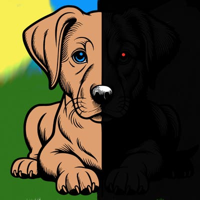 realistic dog split picture