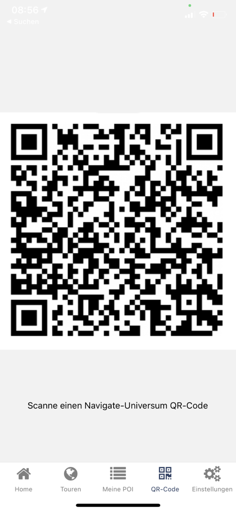 Tourguide Magdeburg - Un'interfaccia scanner QR code all'interno dell'app mobile Tourguide Magdeburg.