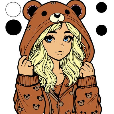 realistic girl in a animal pjs hoodie