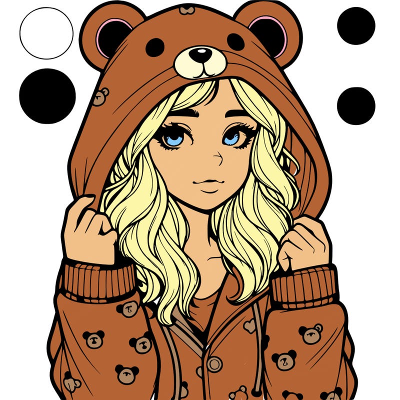 realistic girl in a animal pjs hoodie