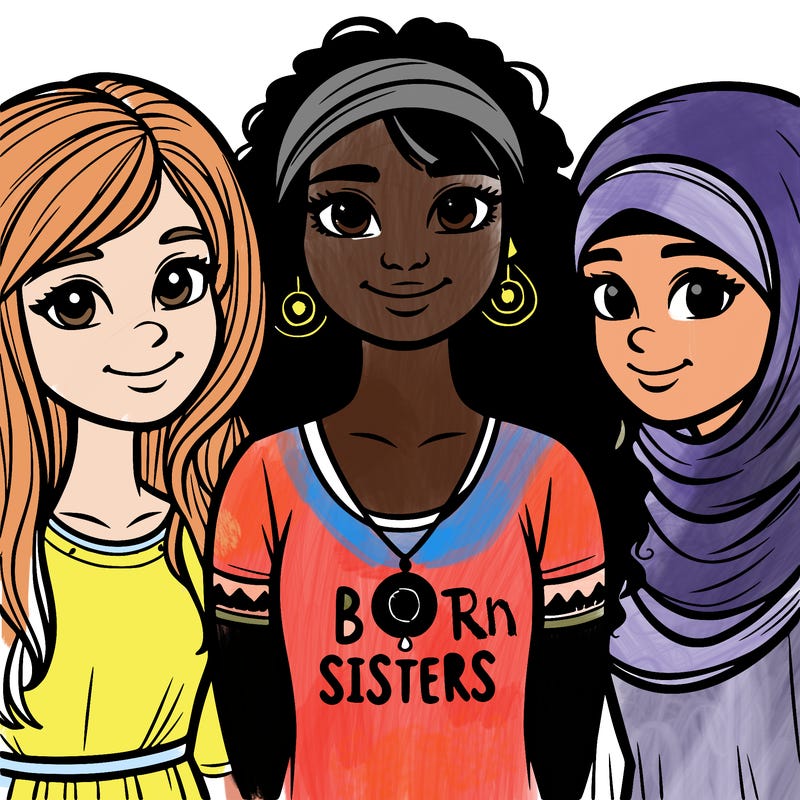 three sisters with a best sisters necklace