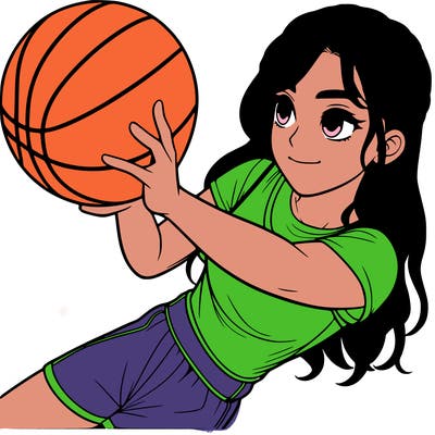 realistic girl playing basketball
