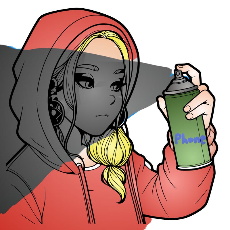 a realistic girl, spray painting