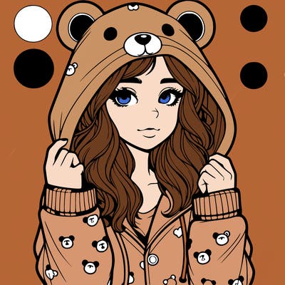 realistic girl in a animal pjs hoodie