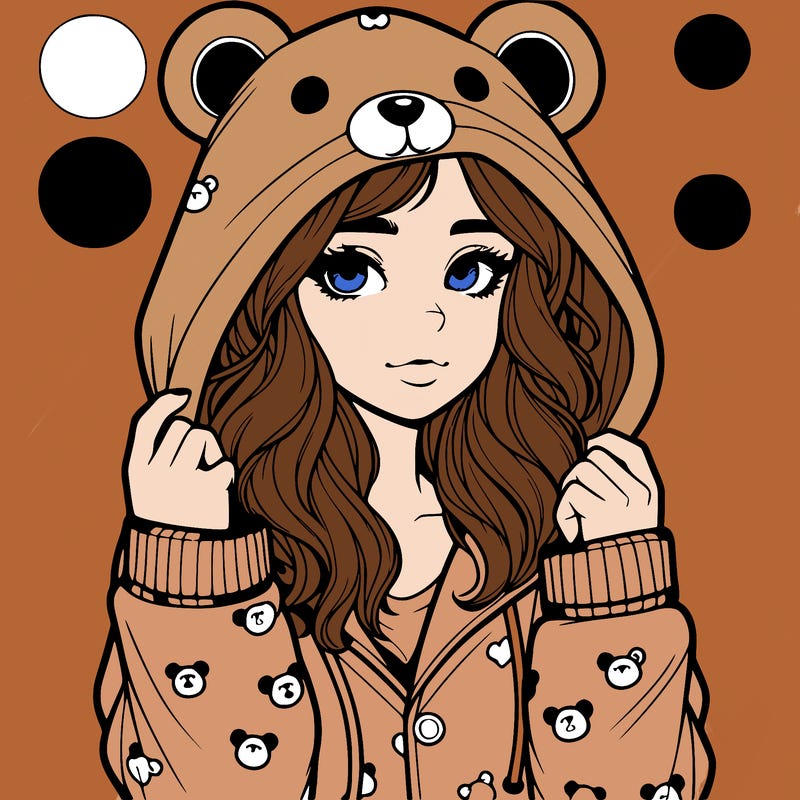 realistic girl in a animal pjs hoodie