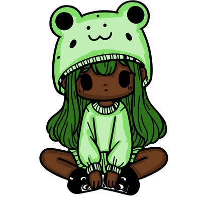 a girl wearing a frog hat and some frog socks