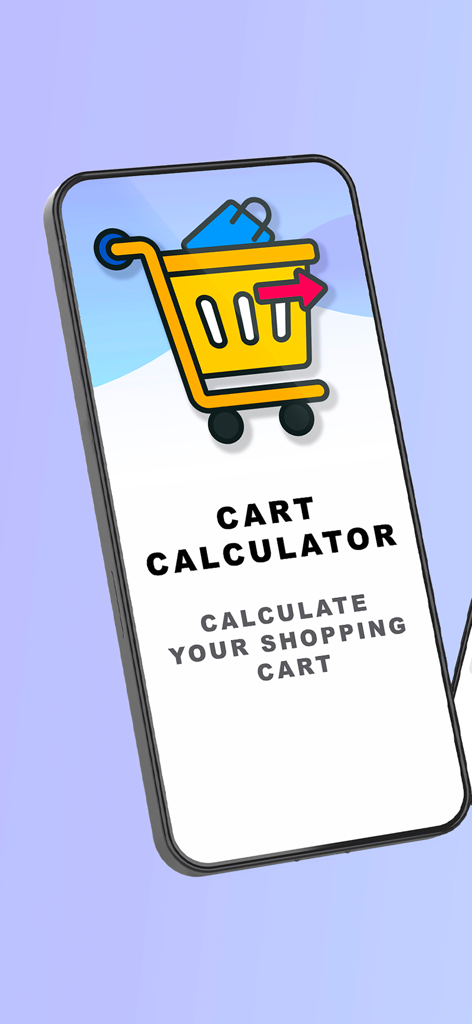 SJ Cart Calculator - SJ Cart Calculator introductory screen with a shopping cart icon and budget tracking description