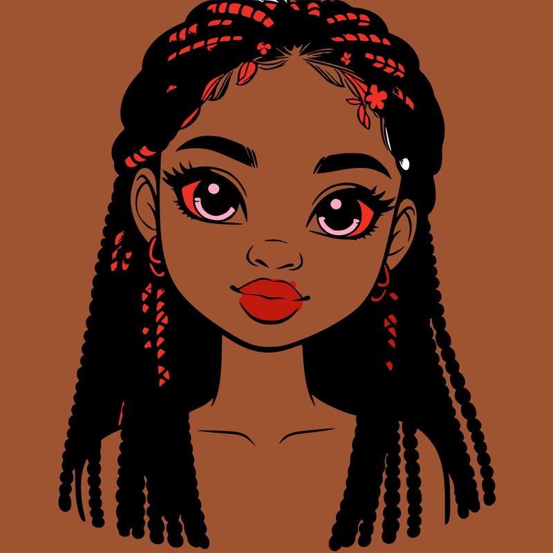 a realistic black girl with braids