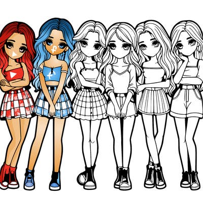 a group of girls realistic