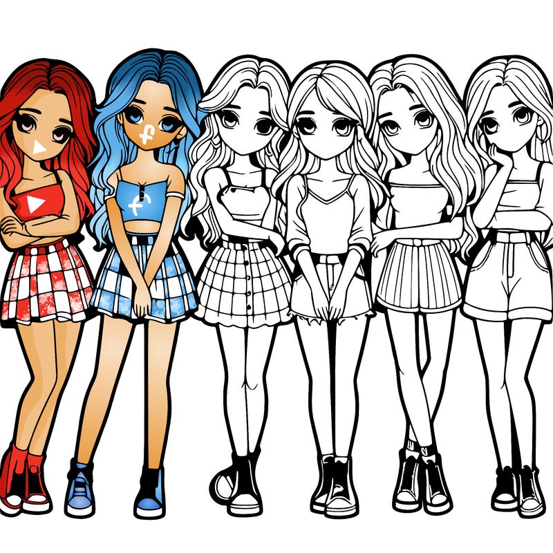 a group of girls realistic