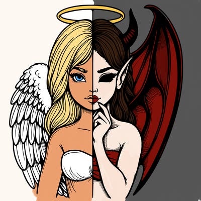 realistic angel half demon