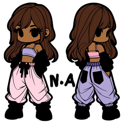 girl in crop top and baggy pants