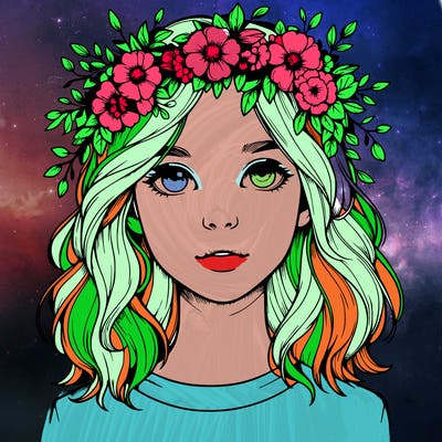 realistic girl with flower crown