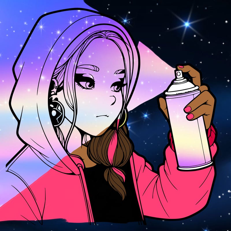 a realistic girl, spray painting