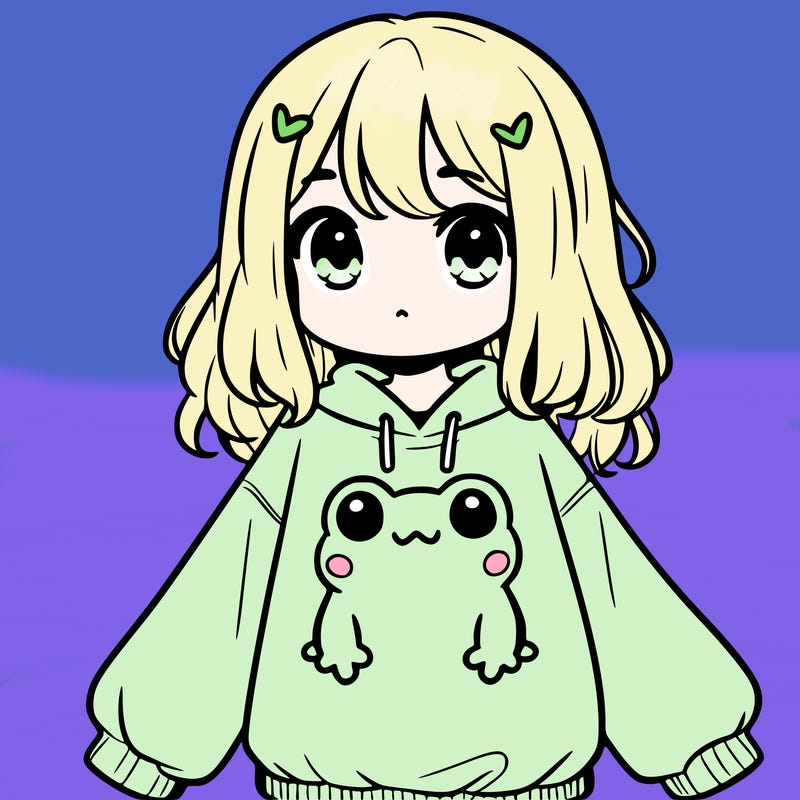girl wearing frogging sweatshirt