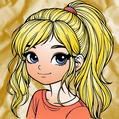 realistic girl with ponytail