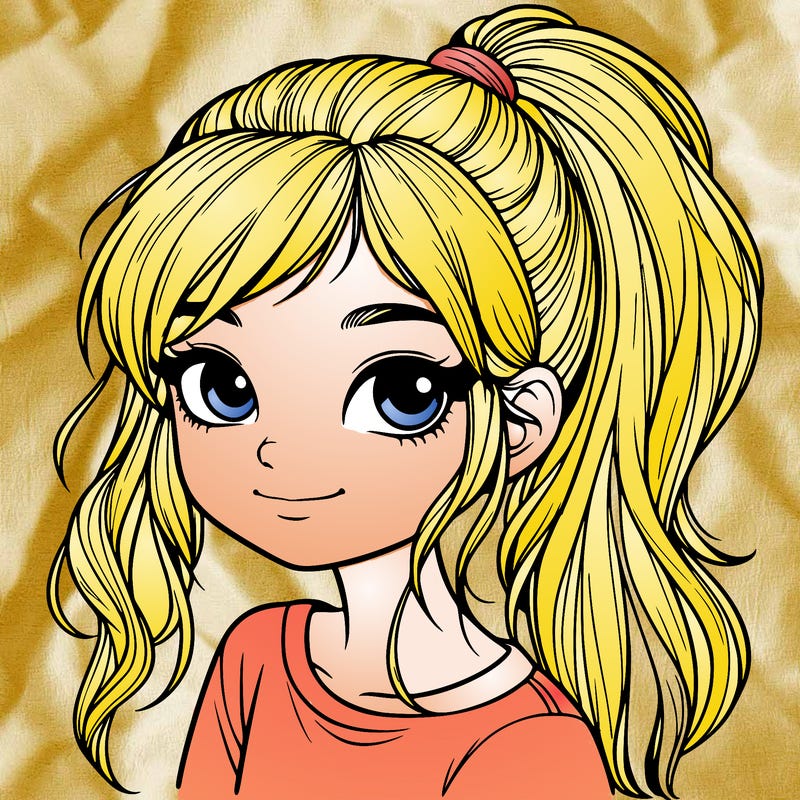 realistic girl with ponytail