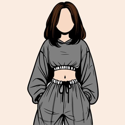 realistic girl faceless with baggy pants and a crop top