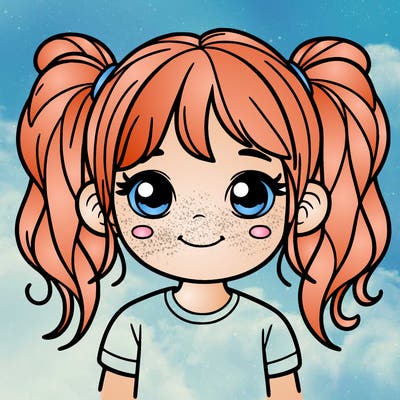 a girl with pigtails