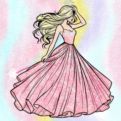 realistic woman with dress flowing in the wind