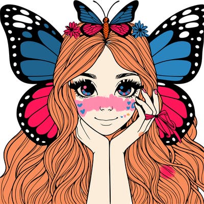 butterfly realistic girl