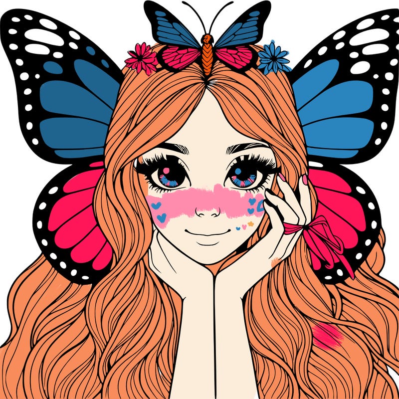 butterfly realistic girl