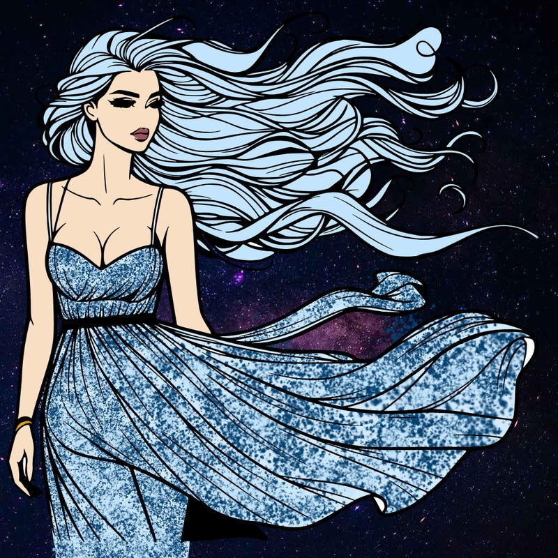 realistic woman, wind blowing the dress