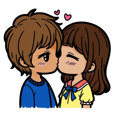 girl and boy kissing
