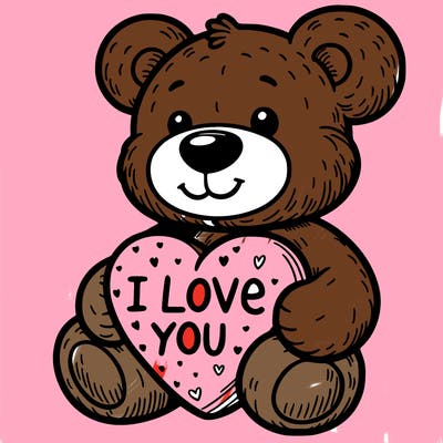 teddy bear holding an i love you heart