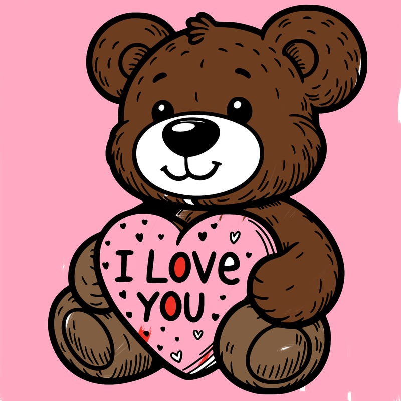 teddy bear holding an i love you heart